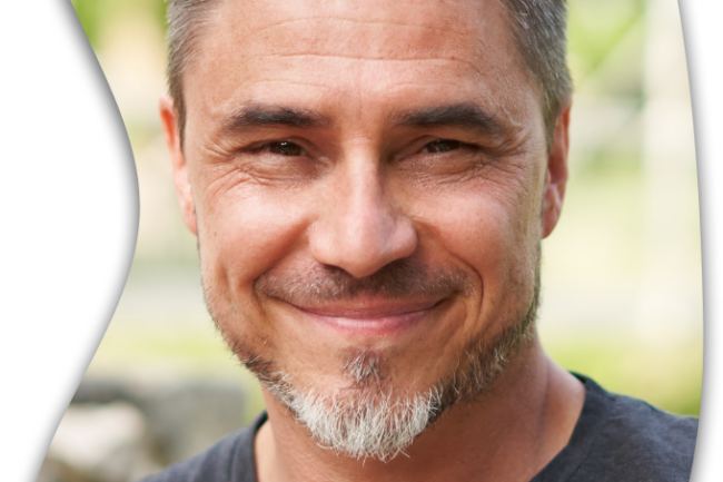 Musterfoto Glücklicher Mann mittleren Alters