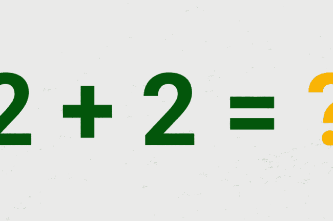 Rechenaufgabe zwei plus 2 gleich