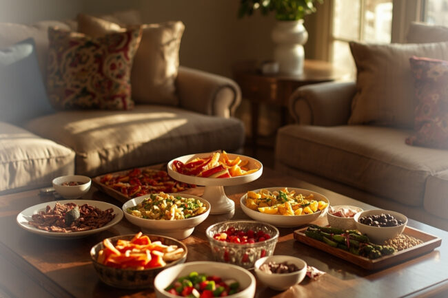 Wohnzimmertisch mit Snacks